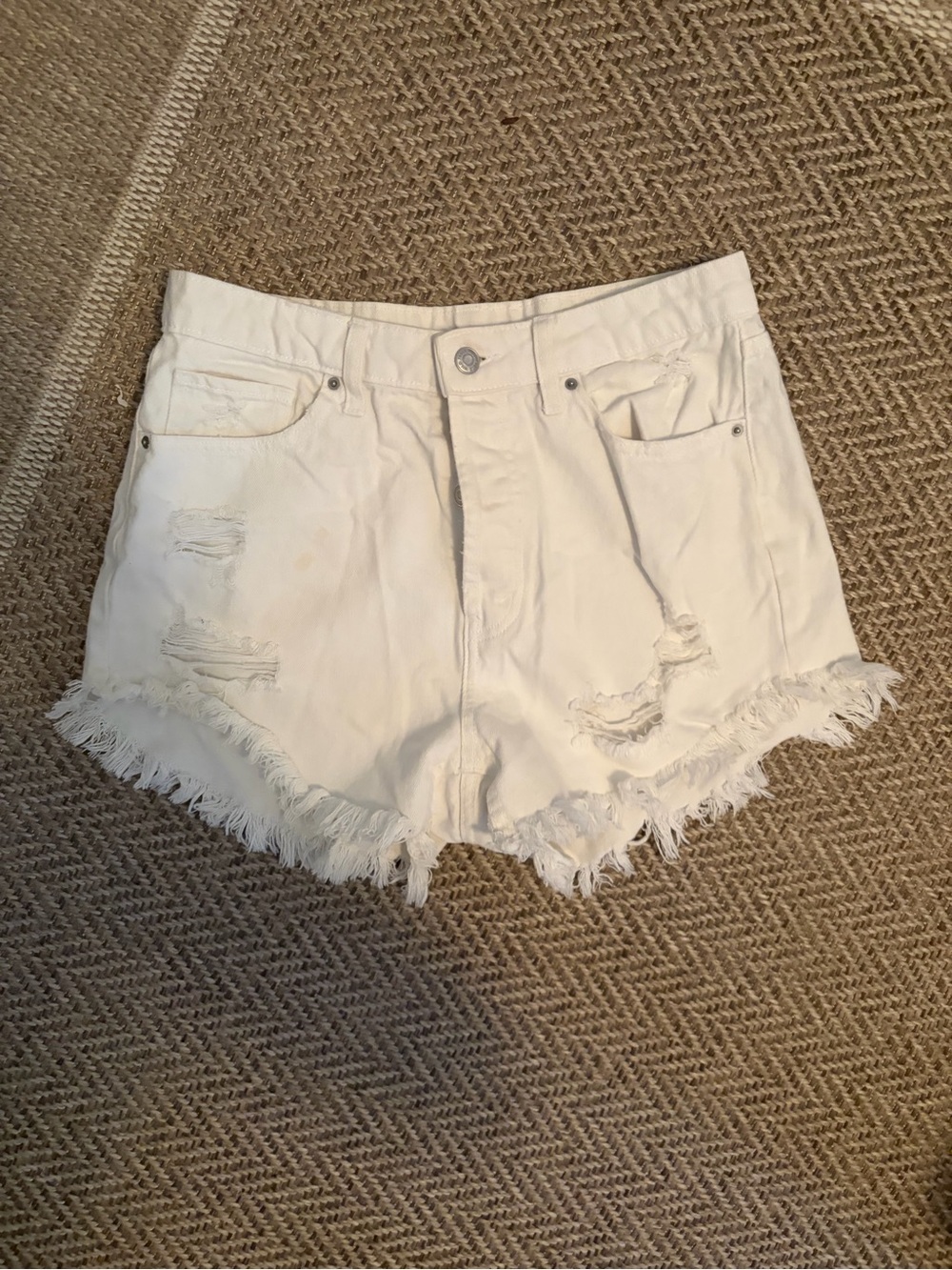 wild fable White Distressed Denim Cutoff Shorts